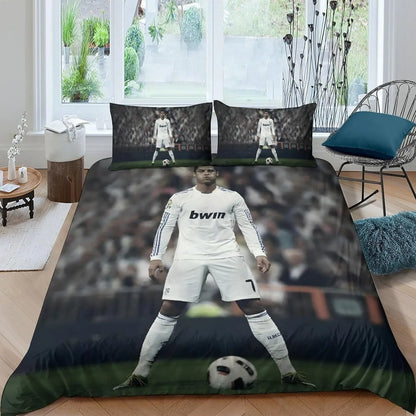 Παπλωματοθήκη Ποδοσφαίρου Ronaldo CR7, Σετ Κλινοσκεπασμάτων για Ενήλικες, Αγόρια και Κορίτσια, Διακόσμηση Υπνοδωματίου, Παιδικό Δώρο, Μονό, Διπλό, Μεγάλο Μέγεθος