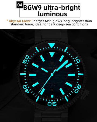 ADDIESDIVE new men's watch sapphire gradient dial BGW9 luminous Japanese 8215 mechanical watch 1000m waterproof watch AD2545