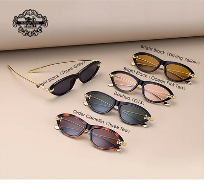Trendy Luxury Brands Women's Cat Eye Tortoiseshell Sunglasses UV400 Oval Glasses For Woman Fashion Designer Classical Glasses