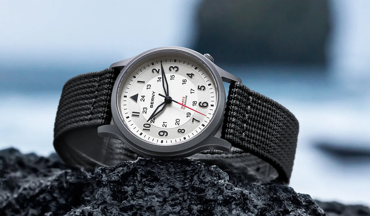 BERNY Full Titanium Watches for Men Outdoor Quartz Men's Field Wristwatch VH31 Super Luminous Sapphire Easy Read Watch