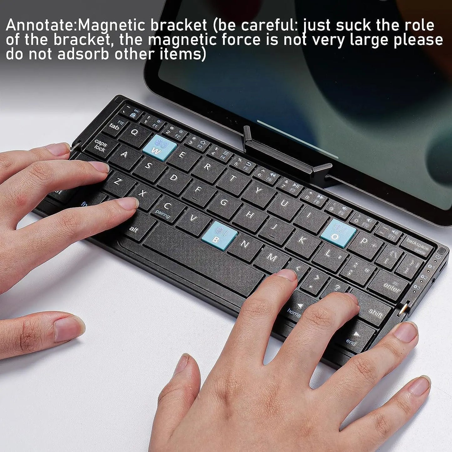 Teclado Dobrável Jomaa Bluetooth Recarregável para Portátil, iPad e Telemóvel – Mini Teclado Dobrável Portátil Bluetooth