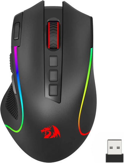 Mouse gaming Redragon M612 PRO BT & 2.4RGB, 8000 DPI, ottico cablato/wireless, 11 pulsanti programmabili e 6 modalità retroilluminate