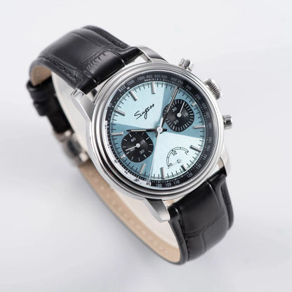 Sugess Watch of Men Pilot 1963 Wristwatches ST1906 Chronograph Handwind Movement Domed Sapphire Waterproof PowerReserve Lume V2