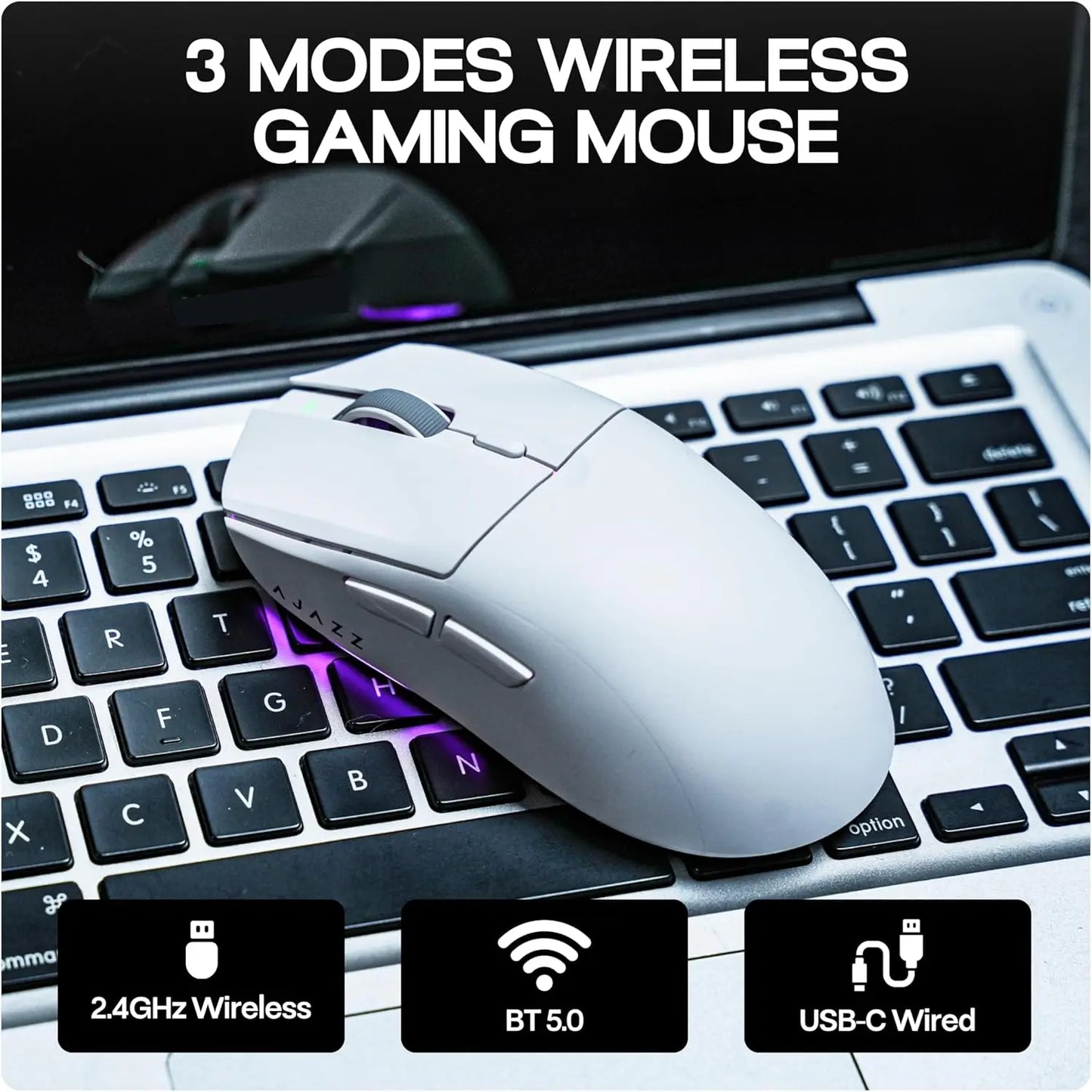 AJAZZ AJ139 V2 MC/AJ139 PRO belaidė žaidimų pelė su PAW3311/PAW3395 jutikliu, 12000DPI/26000DPI, 500mAh „Bluetooth“ pelė žaidėjams, skirta PC