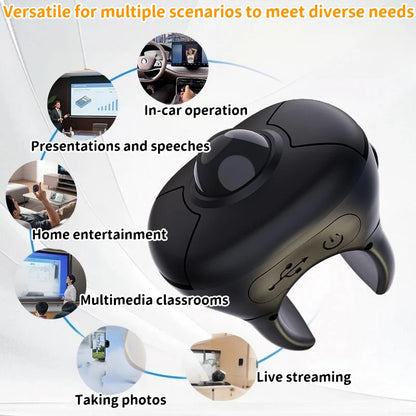 Trackball Finger Ring Mouse 2.4G + Bluetooth Wireless Remote Control Mouse for PPT, Presentations, Smart TV, Car Display & PC