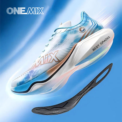 ONEMIX New Nylon Carbon Board Marathon Running Racing Shoes Shock-Absorbing Professional Stable Support Ultra-Light Rebound Sneakers