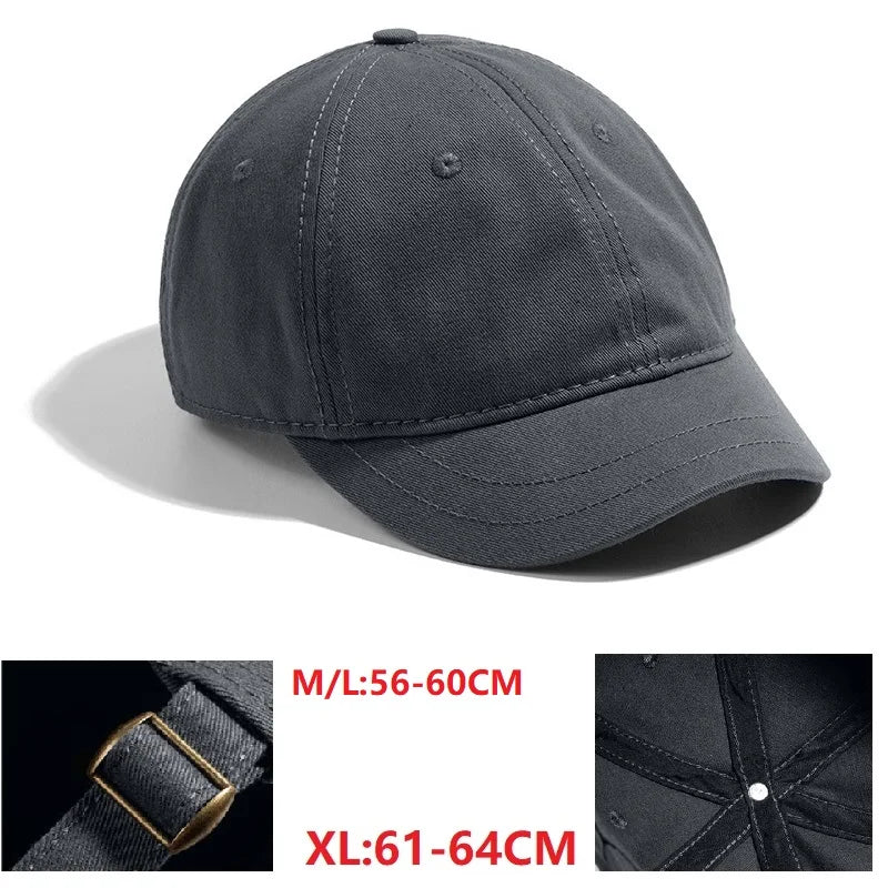 Nagy fejméretű, hátul zárt, 5 cm-es rövid karimájú baseball sapka férfiaknak, hálós, testre szabott sapkák, rugalmas, teljesen zárt sapkák, 56–60 cm, 61–65 cm