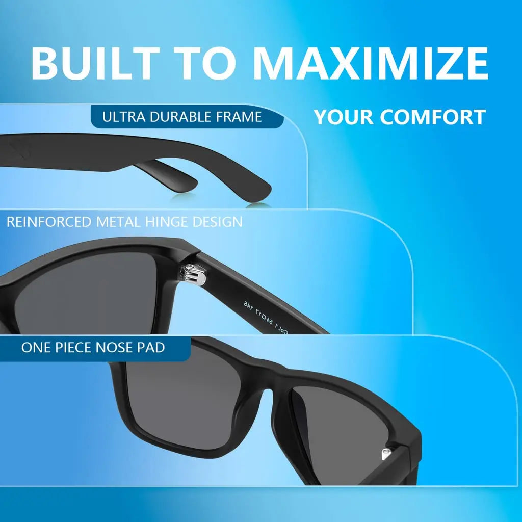 MAXJULI XXL Z87 Sunglasses for Big Wide Heads Men TR90 Ultralight UV400 Protection Glasses 8806
