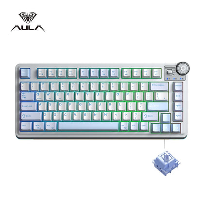 AULA AU75 Three Mode Mechanical Keyboard 81 Keys Hot Swappable RGB Esports Gaming Keyboard PBT Keycap PC Desktop Typing Keyboard