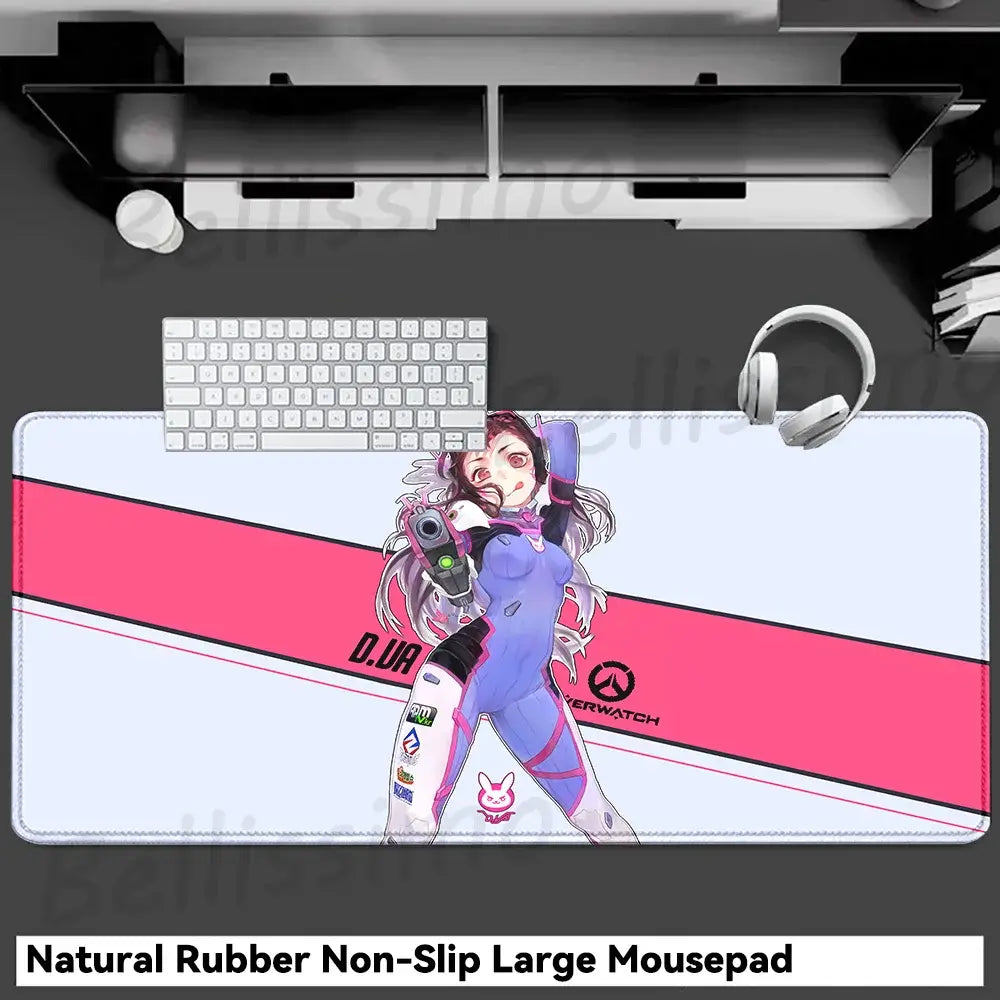 Accesorios Gaming O-Overwatch D-D.va Alfombrilla de Ratón Grande, Alfombrilla para Teclado y Ratón PC, Deskmat XXL Extendida, Alfombrilla Gamer