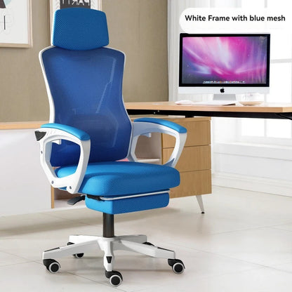 High Density Mesh Office Chair with Footrest, Ergonomic Home Office Chair, Adjustable Executive Swivel Chair with Comfortable Foam Seat