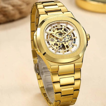 Hollow Out Men's Mechanical Wrist Watches Skeleton Design Luxury Full Automatic Man Watch relogio
