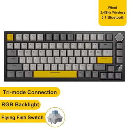 AJAZZ AK820 Wired Mechanical Keyboard Full-Key Hot-Swap Keyboard with Removable USB Port, White & Ice Blue Backlit Gaming Keyboard for PC