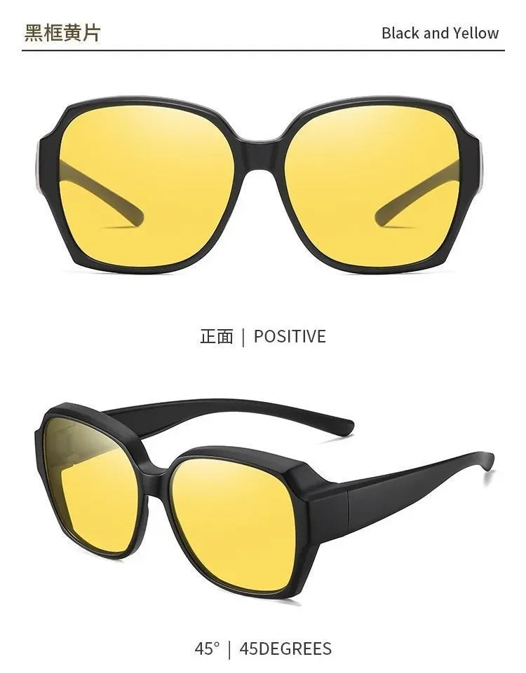 Fashion Round Polarized Sunglasses Cover Over Myopia Prescription Glasses Portable Men Women Vintage Fishing Driving Eyewear