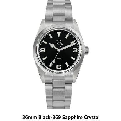 Watchdives WD1016 V3 Quartz Watch 37mm Stainless Steel Case Sapphire Vintage Watch  VH31 Sweep Movemet 100m Waterproof Men Watch