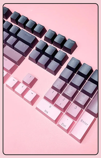 Teclas Gamer RGB retroiluminadas em degradé para teclado mecânico com switch MX, perfil OEM, PBT, branco e azul, layout ISO, teclas DIY