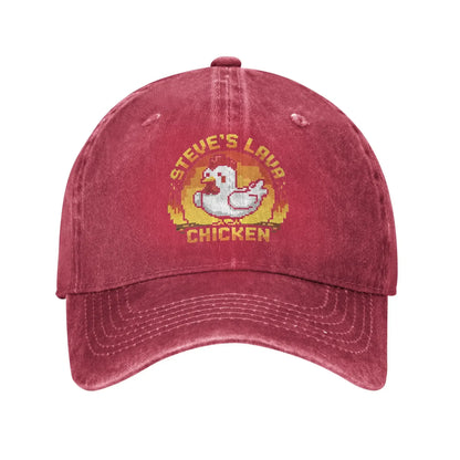 Șapcă de baseball unisex „Chicken Jockey Lava Chicken Print Steves Hat Fashion Distressed Washed”, ajustabilă