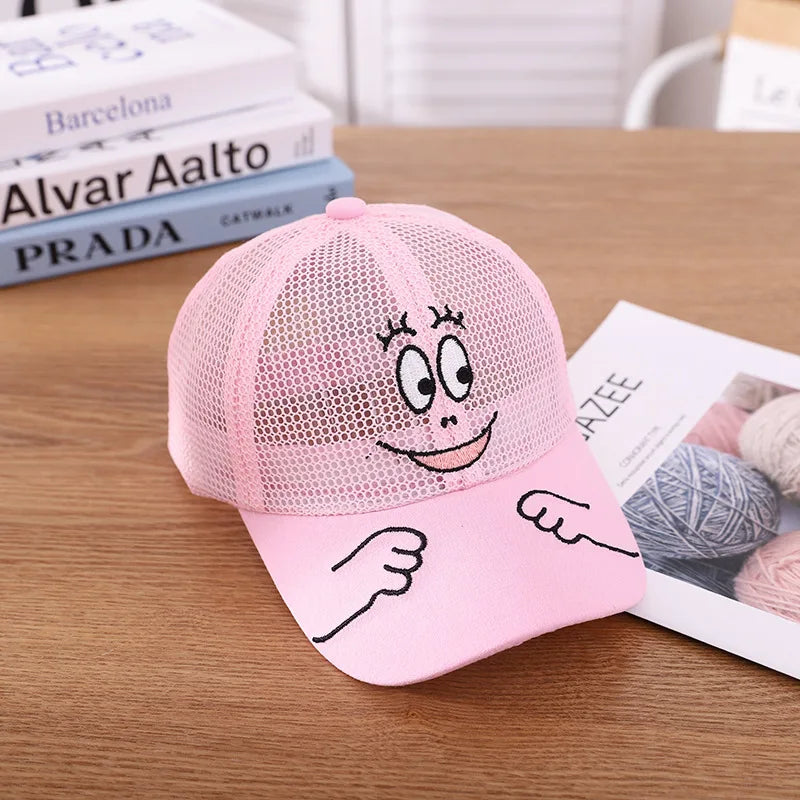 Cool New Boys Girls Kids Children Summer Cute Cap Smiley Face Kawaii Mesh Baseball Cap Popular Hip Hop Sun Hat DropShipping