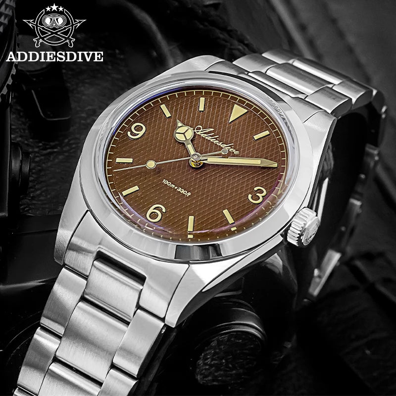 Reloj para hombre ADDIESDIVE – Caja de acero inoxidable 316L, resistencia al agua de 10 bares, esfera luminiscente, modelo AD2096 – Reloj de cuarzo de lujo