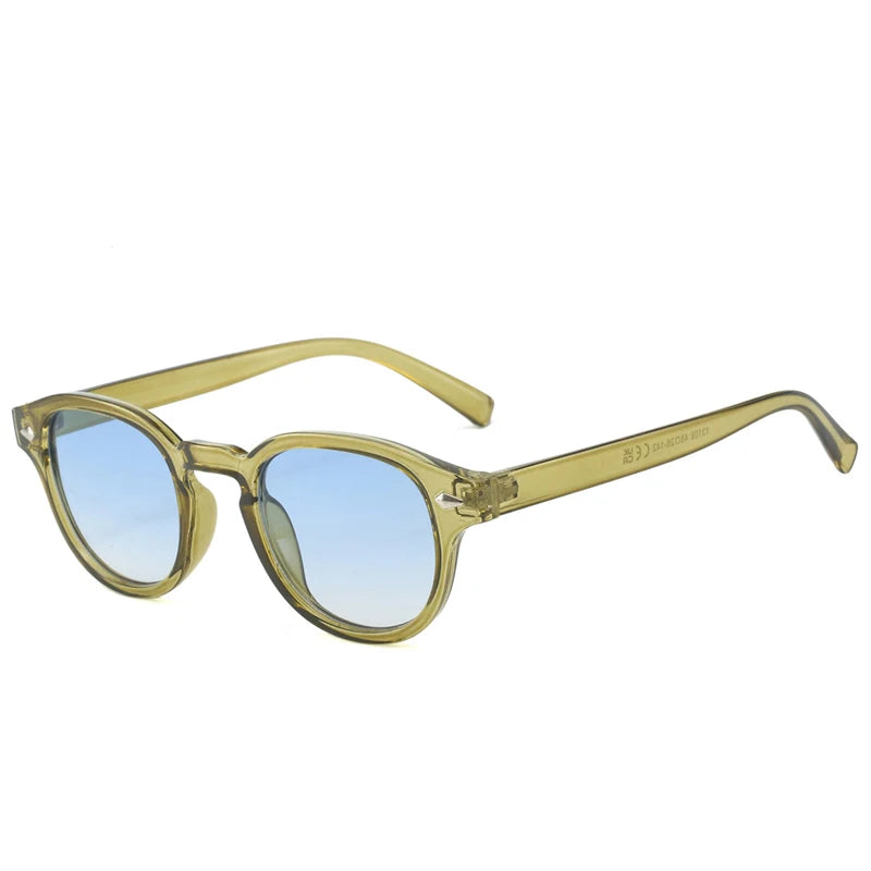 Simple Vintage Round Sunglasses Women Men 2025 Luxury Brand Design Retro Rivet Yellow Blue Lens Square Sun Glasses Female UV400
