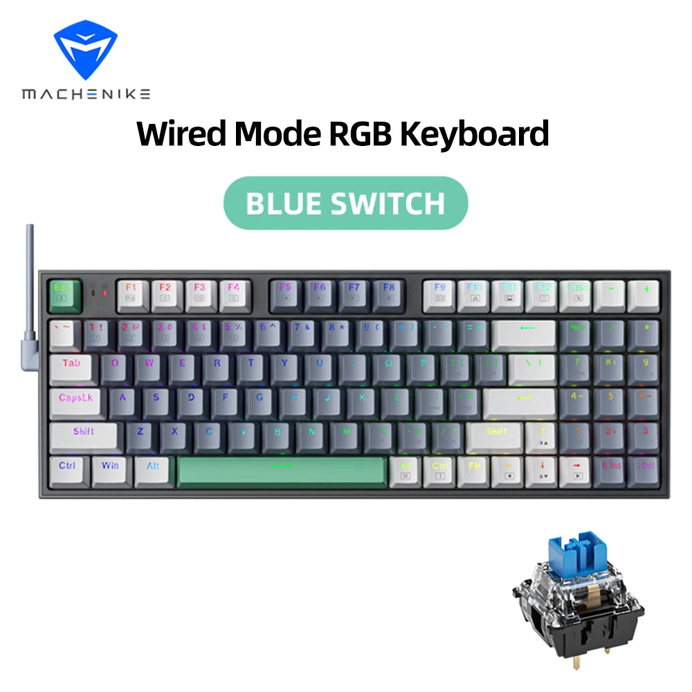 MACHENIKE K500-B94 Mechanical Keyboard Wired Gaming Keyboard, 94-Key Hot Swappable RGB Mechanical Keyboard with PBT Keycaps, Compact 90% Gaming Keyboard for PC & Laptop