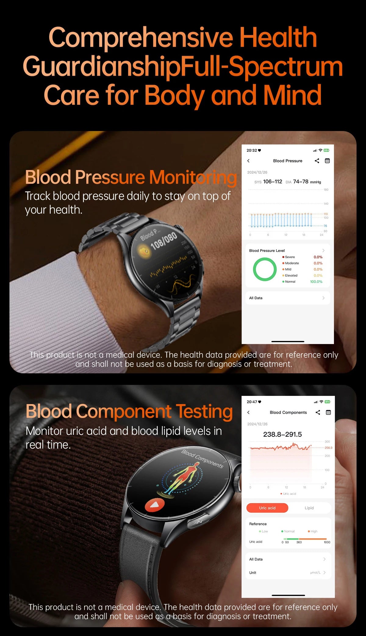 For XIAOMI 2025 New ECG+PPG Smartwatch Precise Uric Acid Blood Lipids Pressure Body Analysis Smart Watch Men BT Call NFC Watches