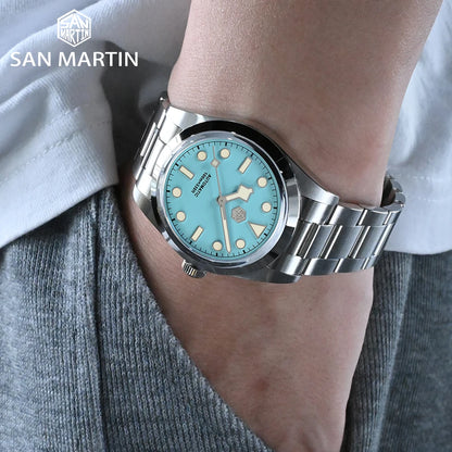 San Martin Men Luxury Watch 36mm BB36 Snowflake Hands Explore Series Sports Watches PT5000 Automatic Mechanical 10Bar BGW-9 Lume