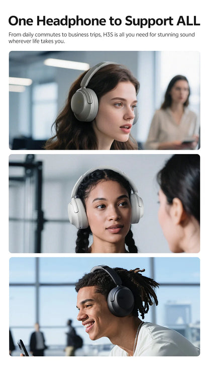 QCY H3S -56dB Adaptive ANC Over Ear Bluetooth 6.0 Headphones – Hi-Res LDAC Wireless Headset, 102H Battery, Dual Driver Spatial Sound