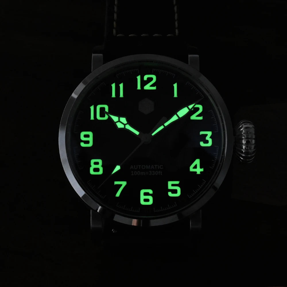 San Martin Fashion Men's Watch 40mm Pilot Automatic Mechanical YN55 PT5000 SW200 Stainless Steel Luminous Waterproof 100m