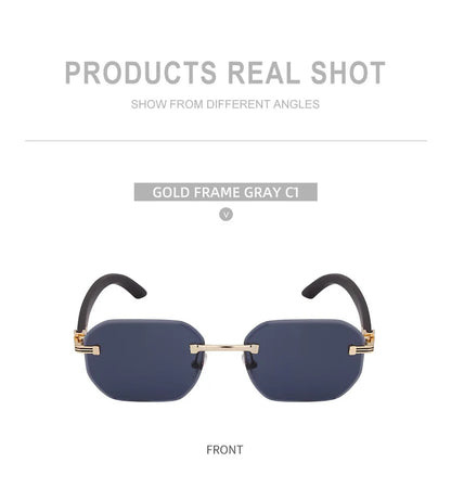 Vintage Square Rimless Sunglasses Men 2026 Luxury Brand Trendy Frameless Punk UV400 Eyewear Anti Blue Light Prescription Glasses