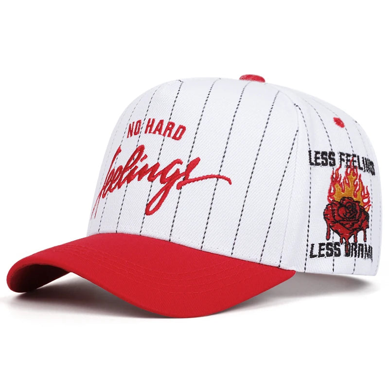 No hard feelings Men's and women's striped baseball caps Outdoor sports hats