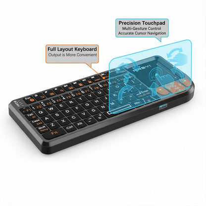 MRSVI Mini Teclado A8 PLUS, teclado sem fios retroiluminado 2.4GHz e Bluetooth5.0 com touchpad para Android TV Box, Mac, portátil, Windows