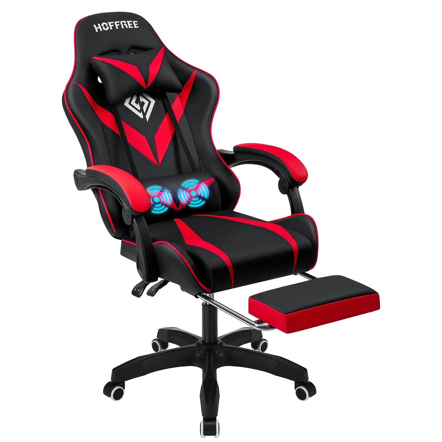 200Lbs Gaming Chair with Massage Lumbar Support, Ergonomic PC Gaming Chair with Footrest, Reclining Adjustable Armrest Computer Chair
