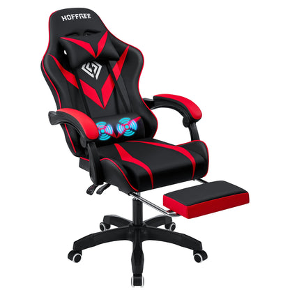 200Lbs Gaming Chair with Massage Lumbar Support, Ergonomic PC Gaming Chair with Footrest, Reclining Adjustable Armrest Computer Chair