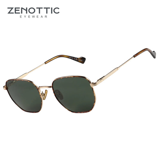 ZENOTTIC Fashion Hexagon Polarized Retro Sunglasses for Men Women-Vintage Metal Frame Design UV Protection Trendy Fashion Shades