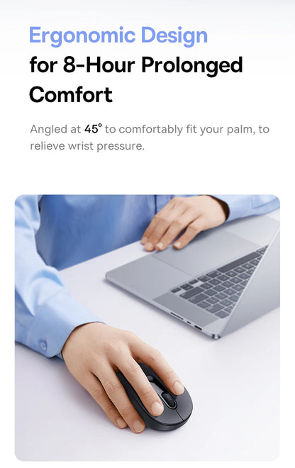 Baseus Wireless Mouse Bluetooth 5.3 Ergonomic Silent Mouse, 2.4GHz Rechargeable Office Mouse with 7 Buttons, Adjustable DPI for Laptop, MacBook, PC & Tablet