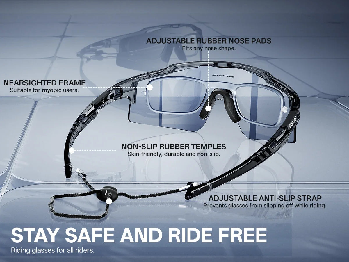 Kapvoe Outdoor Photochromic Bicycle Sports Glasses Men Women Road Cycling Sunglasses UV400 MTB Cycling Eyewea Driving Goggles