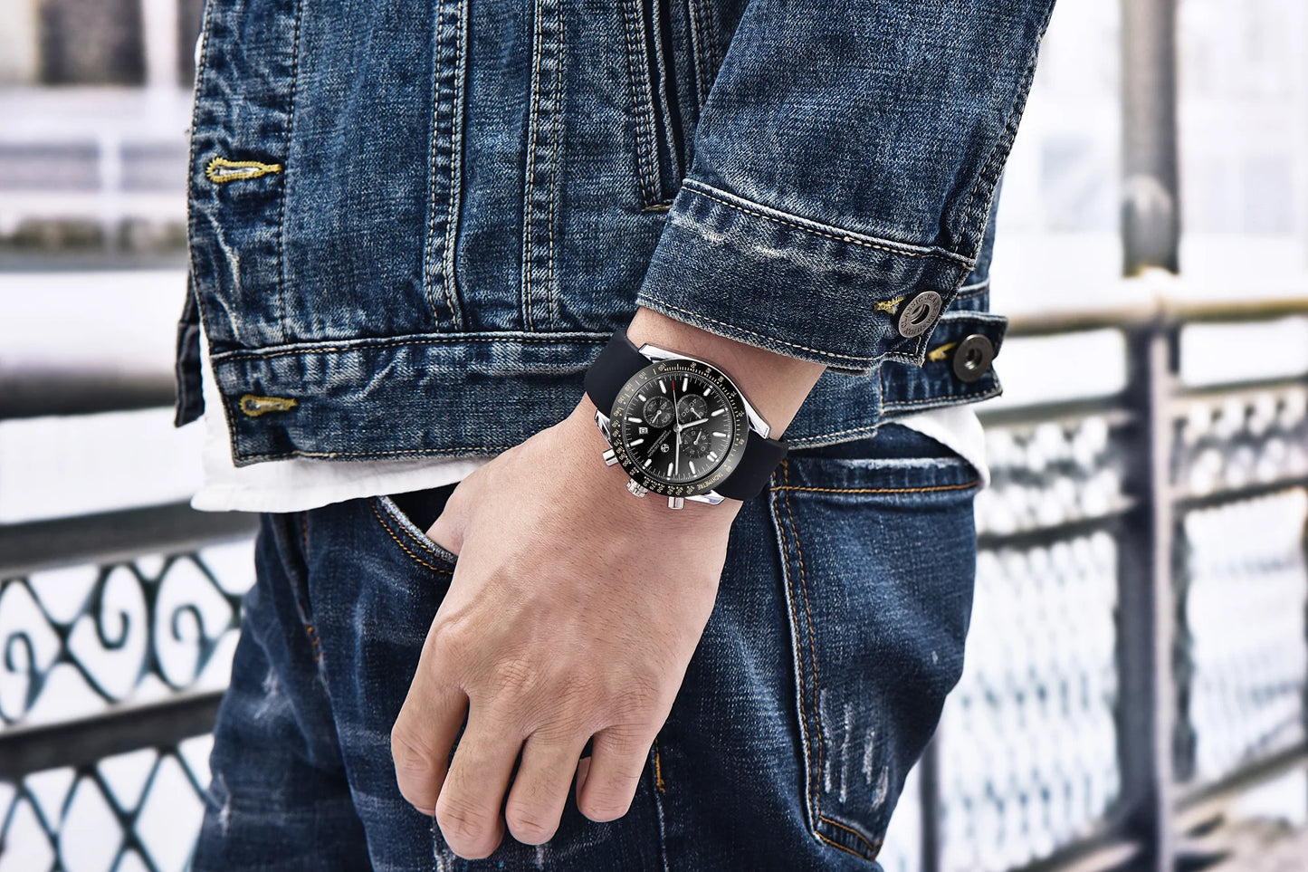 PAGANI DESIGN New 45mm Men Quartz Watch Rubber Belt Men's Luxury Watch Fashion Casual Sports Male Clock Relogio Maasculino