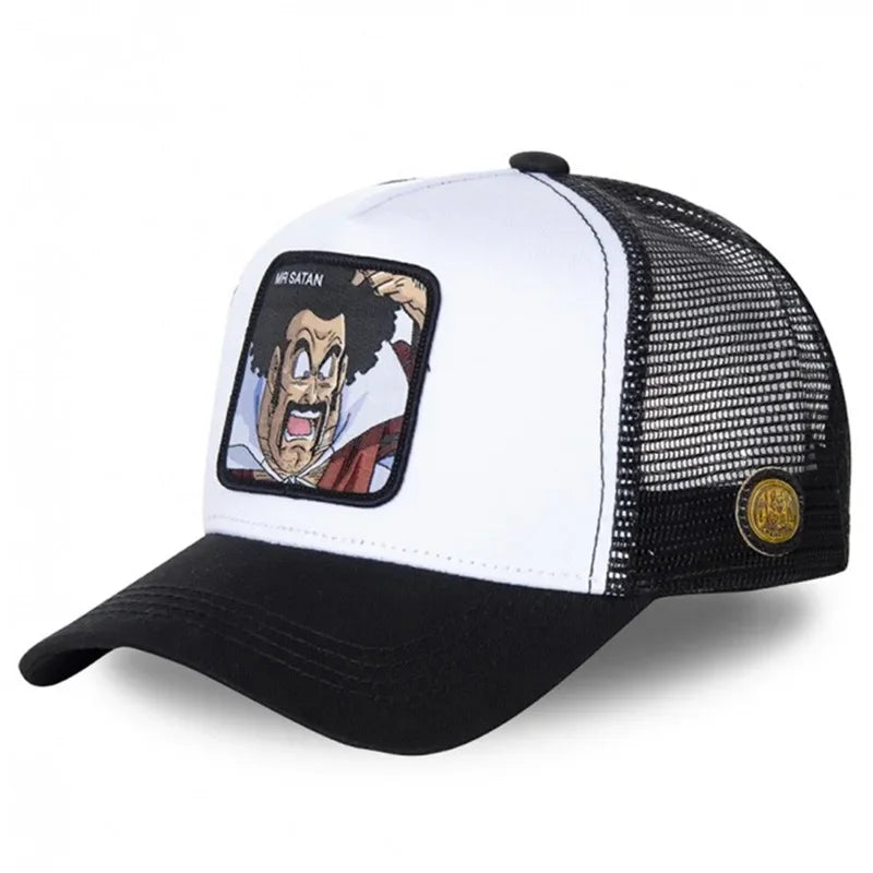 Dragon Ball Buu Goku sapka Nyári utazós csúcsos sapka Férfi hímzett hip-hop stílusú napellenzős állítható trucker hálós sapka