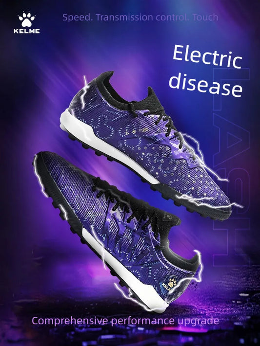 KELME Adult Football Shoes Men's Disease Electric 3.0 Short Spikes MG Professional Match Training Shoes Breathable