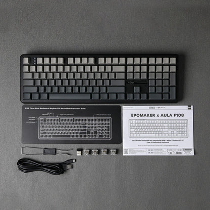 EPOMAKER x AULA F108 Full Size 100% ANSI Layout Hot-Swap Wired/2.4GHz/Bluetooth 5.0 Wireless Mechanical Keyboard RGB Backlight