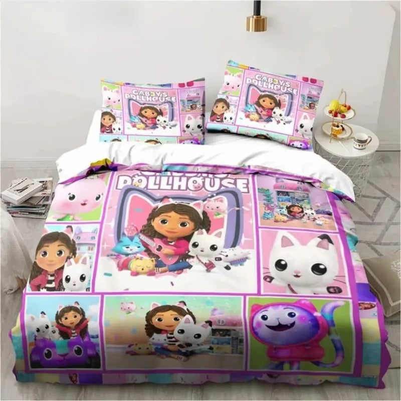 Gabbys Doll house 3D Printed Duvet Case Pillowcase Bedding Set Twin Full King for Kids Adults Bedroom