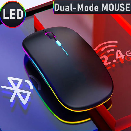 Mouse wireless ricaricabile a doppia modalità Bluetooth compatibile e 2.4G USB per computer, laptop, iPad, tablet e notebook, mouse da gaming