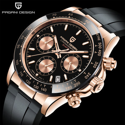 PAGANI DESIGN New Gold Blue Luxury Quartz Watch For Men Gift Box VK63 Movt Chronograph Sapphire Crystal Stainless Steel Watch