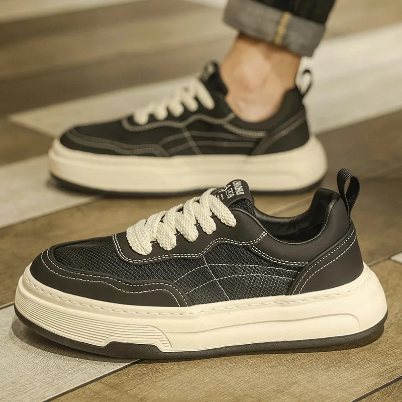 Ultralette, åndbare mesh-sneakers til mænd 2025 – moderigtige fritidssko med tyk sål, behagelige snøresko til daglig gang