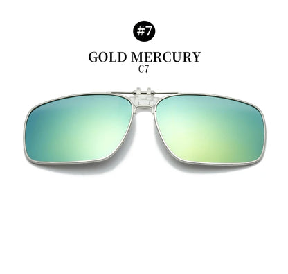 REXXAR Mens Metal Clip on Sunglasses Polarized Eyeglasses UV400 Women Square Night Vision Driving Sun Glasses