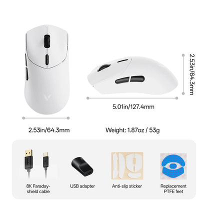 Rapoo GEN-2 VT7 Wireless Gaming Mouse, 8K Polling Rate, 53g Lightweight Gaming Mouse, 26K DPI, Macro Enabled, Rechargeable Gaming Mouse