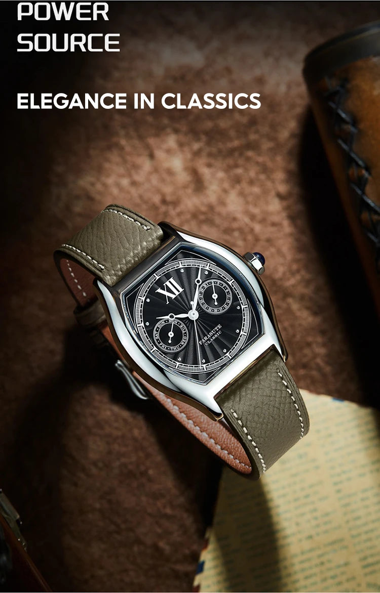 FARASUTE 2024 New 36mm Men's Quartz Watch VH64 Movement Stainless Steel Sports Fashion Sapphire Glass Waterproof Men's Watch