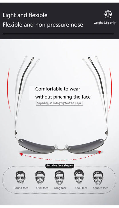Titanium Frameless Polarized Sunglasses Driver Driving Night Vision Goggle Folding Ultra Light Color Film Titanium SunglassUV400