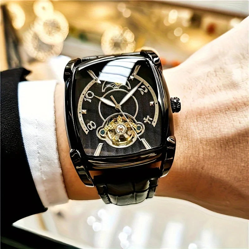 [Luxe mechanisch tourbillonhorloge] Lichtgewicht luxe mechanisch tourbillonhorloge voor heren – Volledig automatisch topmodel in trendy ‘skelet’-stijl, ideaal voor een zakelijke outfit of